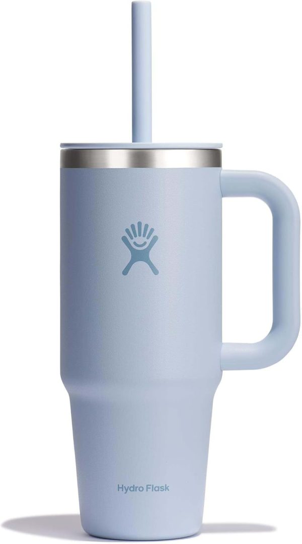 Hydro Flask 24 Oz Travel Tumbler with Handle, Lid and Straw - Insulated Stainless Steel in 24 Oz Surf Blue