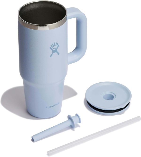 Hydro Flask 24 Oz Travel Tumbler with Handle, Lid and Straw - Insulated Stainless Steel in 24 Oz Surf Blue - Image 3