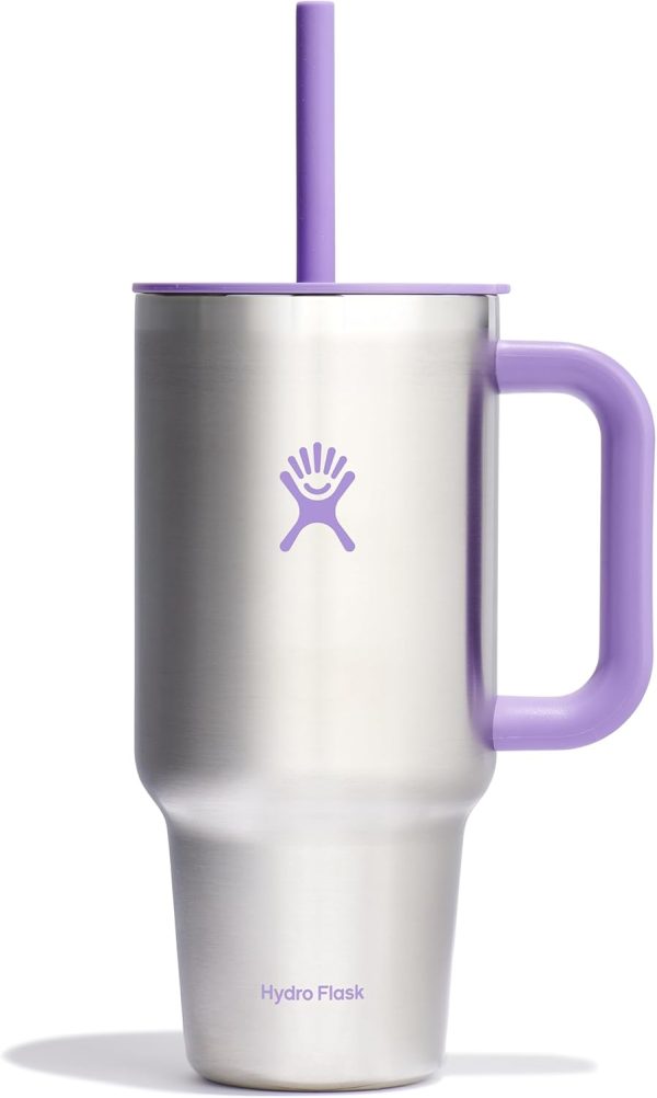 Hydro Flask 24 Oz Travel Tumbler with Handle, Lid and Straw - Insulated Stainless Steel in 24 Oz Surf Blue - Image 11