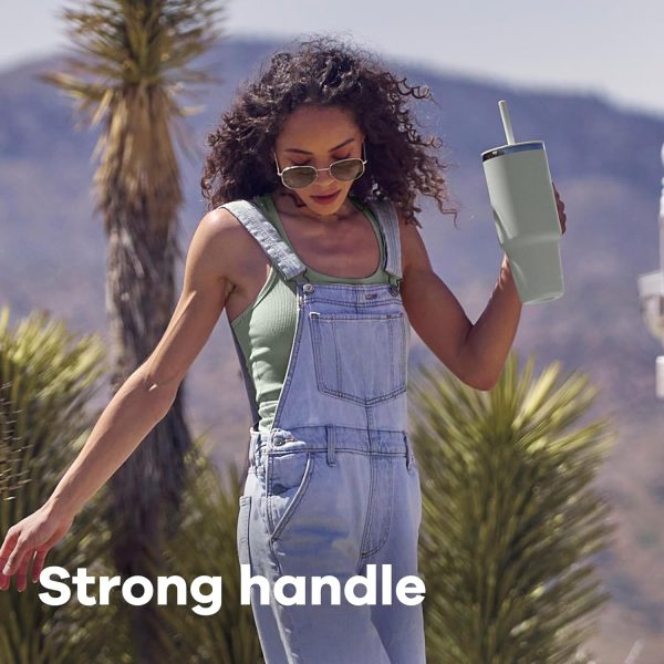 Hydro Flask 24 Oz Travel Tumbler with Handle, Lid and Straw - Insulated Stainless Steel in 24 Oz Surf Blue - Image 18