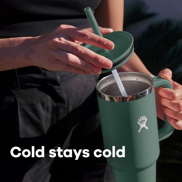 Hydro Flask 24 Oz Travel Tumbler with Handle, Lid and Straw - Insulated Stainless Steel in 24 Oz Surf Blue - Image 20