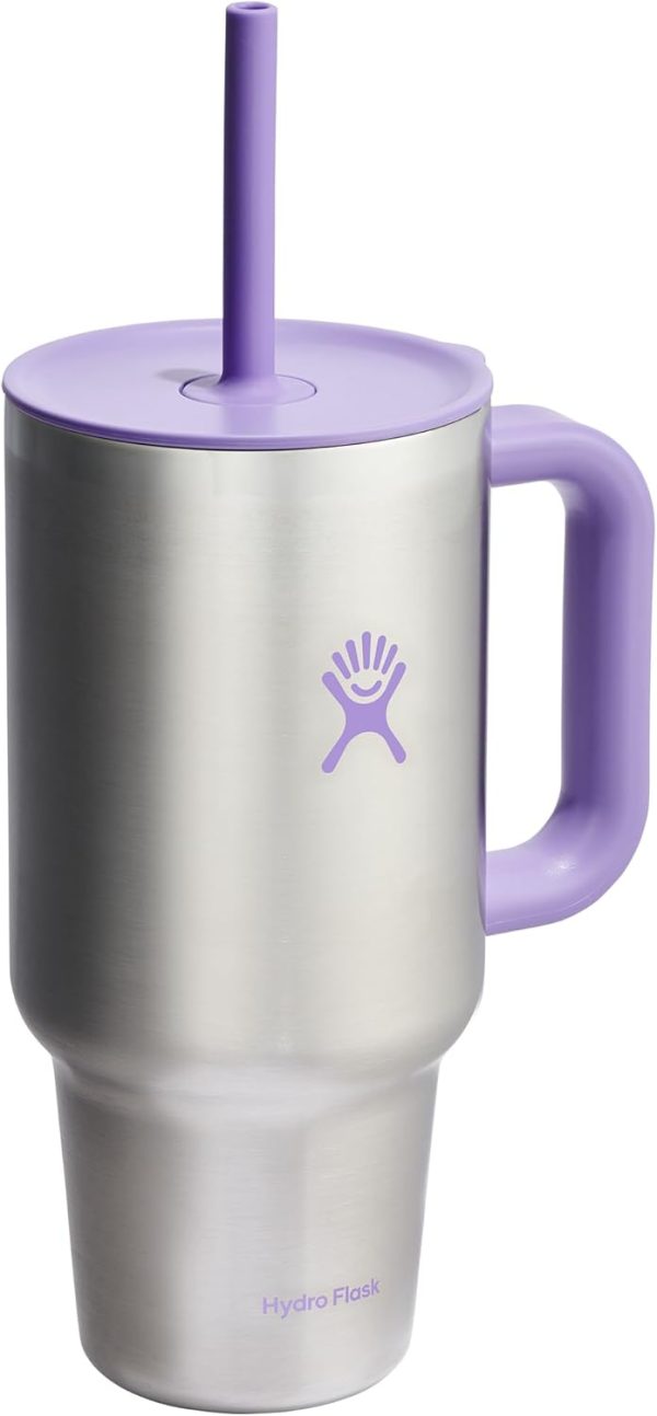Hydro Flask 24 Oz Travel Tumbler with Handle, Lid and Straw - Insulated Stainless Steel in 24 Oz Surf Blue - Image 21