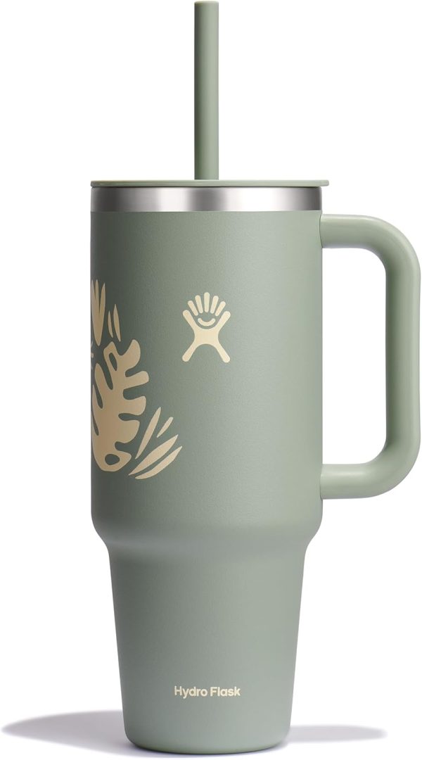 Hydro Flask 24 Oz Travel Tumbler with Handle, Lid and Straw - Insulated Stainless Steel in 24 Oz Surf Blue - Image 22