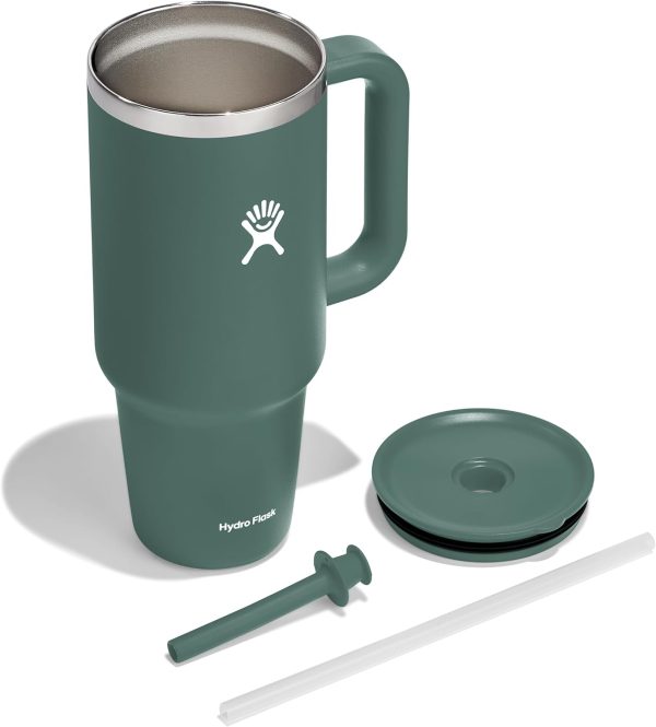 Hydro Flask 24 Oz Travel Tumbler with Handle, Lid and Straw - Insulated Stainless Steel in 24 Oz Surf Blue - Image 29