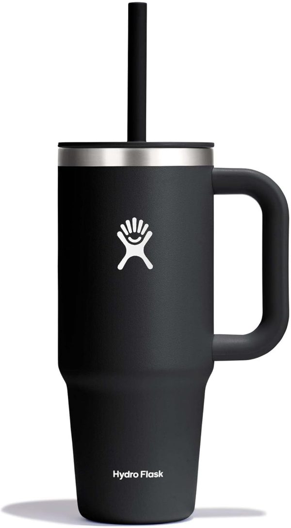 Hydro Flask 24 Oz Travel Tumbler with Handle, Lid and Straw - Insulated Stainless Steel in 24 Oz Surf Blue - Image 31