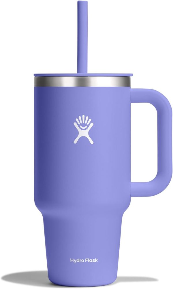 Hydro Flask 24 Oz Travel Tumbler with Handle, Lid and Straw - Insulated Stainless Steel in 24 Oz Surf Blue - Image 33
