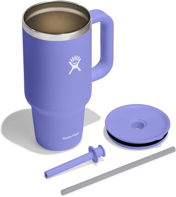 Hydro Flask 24 Oz Travel Tumbler with Handle, Lid and Straw - Insulated Stainless Steel in 24 Oz Surf Blue - Image 41
