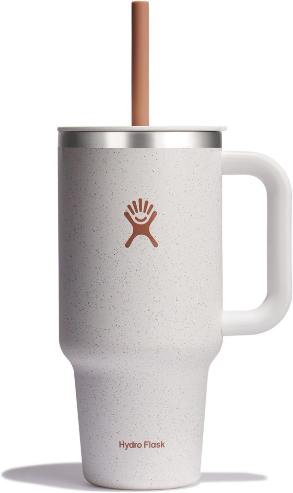 Hydro Flask 24 Oz Travel Tumbler with Handle, Lid and Straw - Insulated Stainless Steel in 24 Oz Surf Blue - Image 42