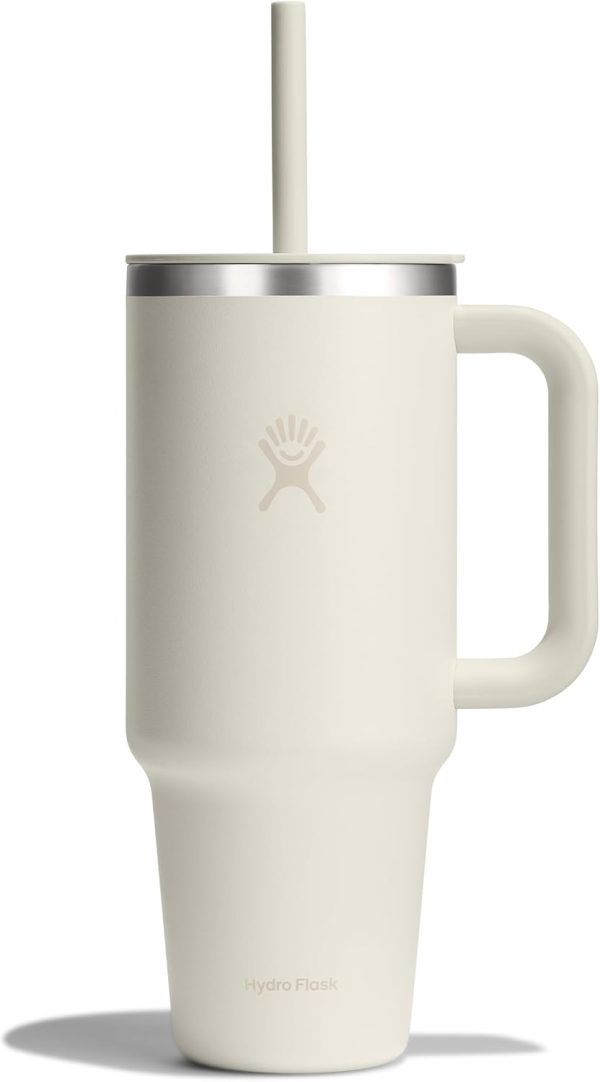 Hydro Flask 24 Oz Travel Tumbler with Handle, Lid and Straw - Insulated Stainless Steel in 24 Oz Surf Blue - Image 45