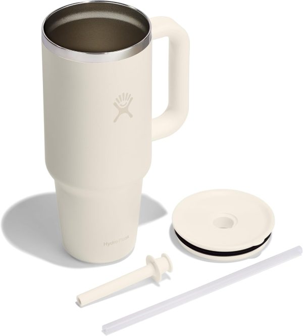 Hydro Flask 24 Oz Travel Tumbler with Handle, Lid and Straw - Insulated Stainless Steel in 24 Oz Surf Blue - Image 46