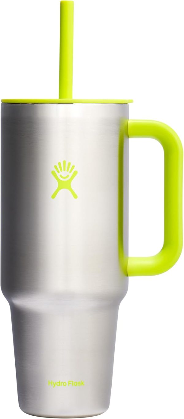 Hydro Flask 24 Oz Travel Tumbler with Handle, Lid and Straw - Insulated Stainless Steel in 24 Oz Surf Blue - Image 47