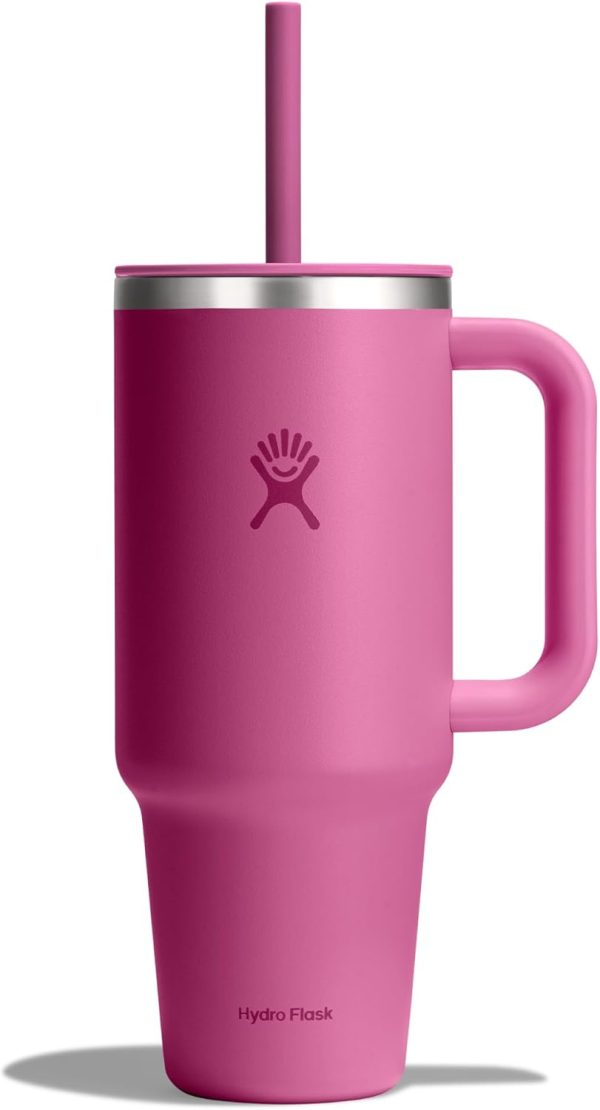 Hydro Flask 24 Oz Travel Tumbler with Handle, Lid and Straw - Insulated Stainless Steel in 24 Oz Surf Blue - Image 58