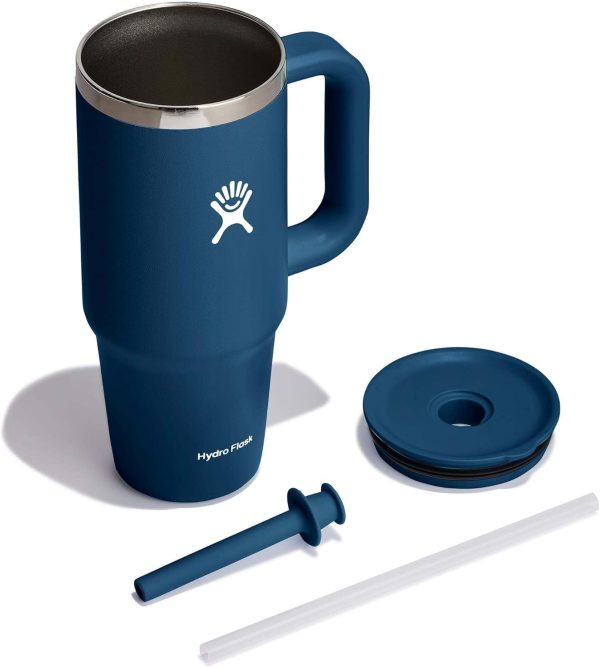 Hydro Flask 24 Oz Travel Tumbler with Handle, Lid and Straw - Insulated Stainless Steel in 24 Oz Surf Blue - Image 61