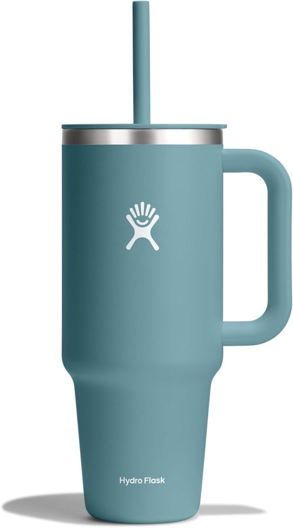 Hydro Flask 24 Oz Travel Tumbler with Handle, Lid and Straw - Insulated Stainless Steel in 24 Oz Surf Blue - Image 62