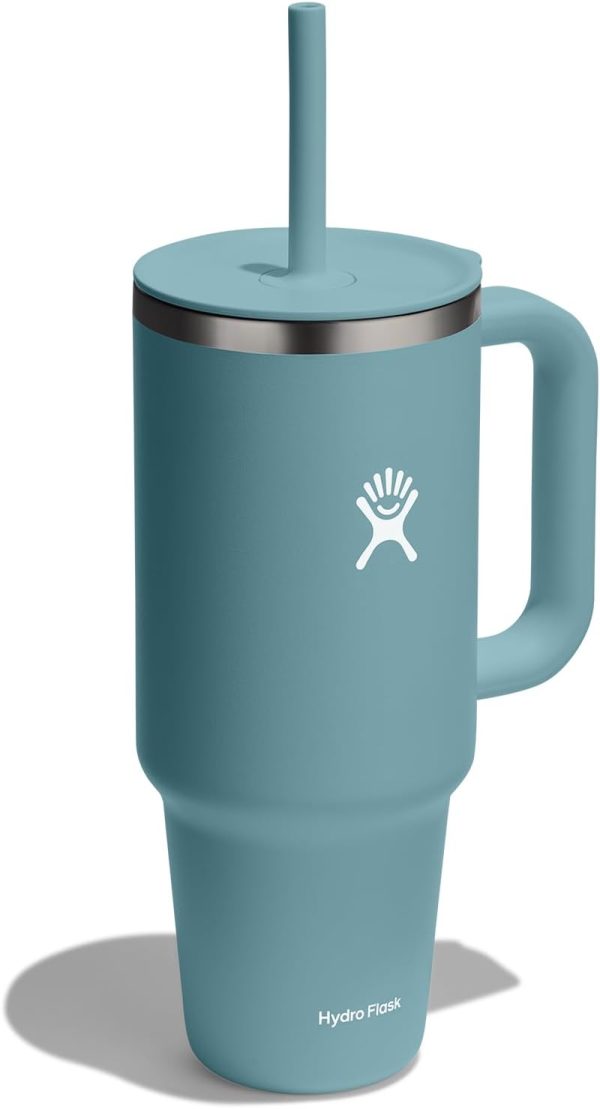 Hydro Flask 24 Oz Travel Tumbler with Handle, Lid and Straw - Insulated Stainless Steel in 24 Oz Surf Blue - Image 63