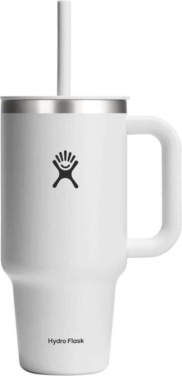 Hydro Flask 24 Oz Travel Tumbler with Handle, Lid and Straw - Insulated Stainless Steel in 24 Oz Surf Blue - Image 68