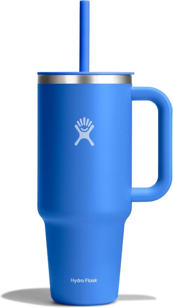 Hydro Flask 24 Oz Travel Tumbler with Handle, Lid and Straw - Insulated Stainless Steel in 24 Oz Surf Blue - Image 73
