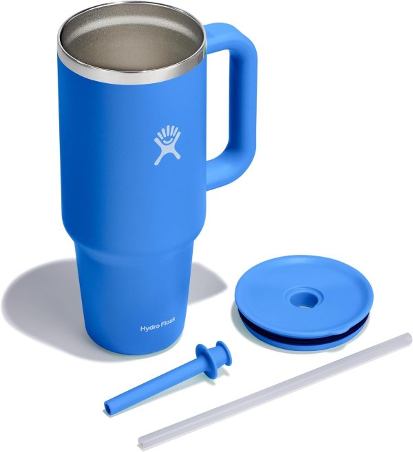 Hydro Flask 24 Oz Travel Tumbler with Handle, Lid and Straw - Insulated Stainless Steel in 24 Oz Surf Blue - Image 74