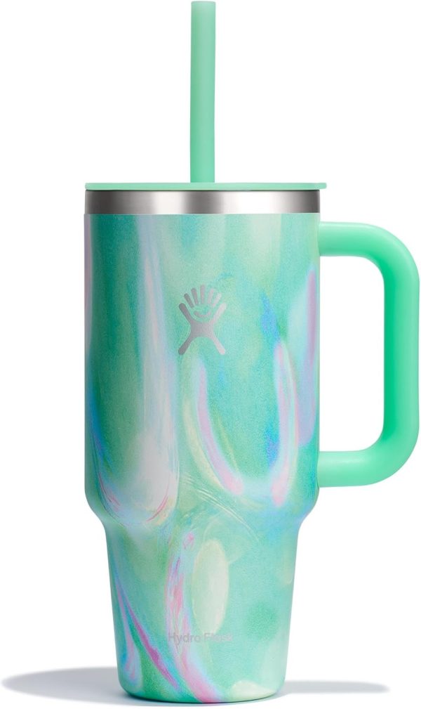 Hydro Flask 24 Oz Travel Tumbler with Handle, Lid and Straw - Insulated Stainless Steel in 24 Oz Surf Blue - Image 75