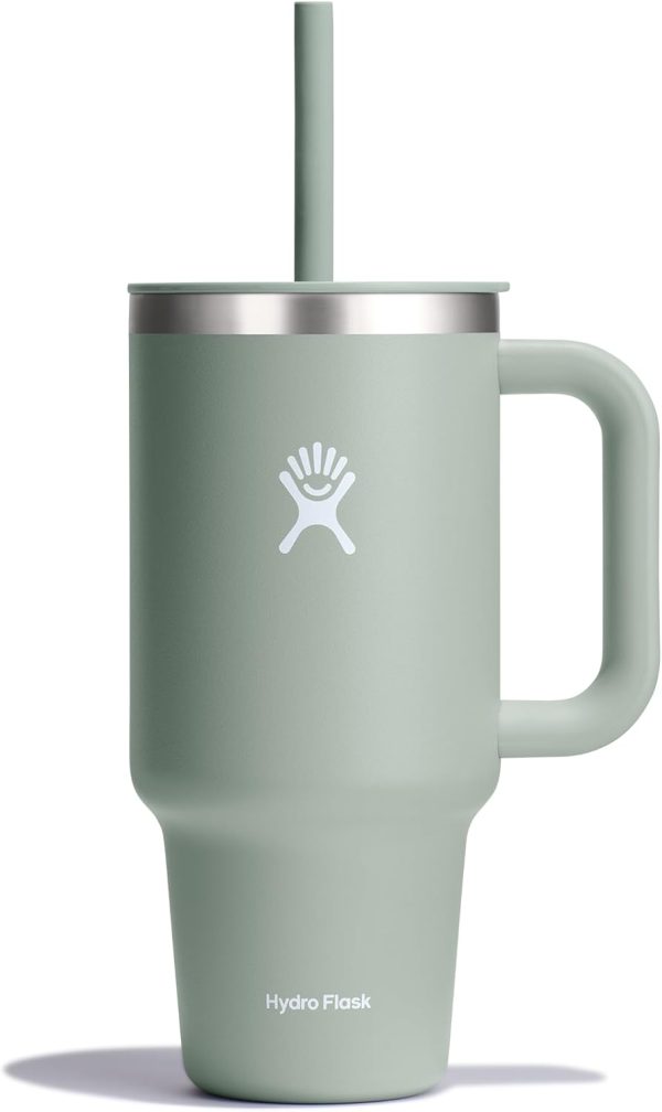Hydro Flask 24 Oz Travel Tumbler with Handle, Lid and Straw - Insulated Stainless Steel in 24 Oz Surf Blue - Image 81