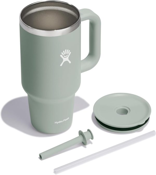 Hydro Flask 24 Oz Travel Tumbler with Handle, Lid and Straw - Insulated Stainless Steel in 24 Oz Surf Blue - Image 82