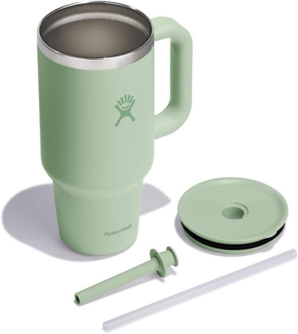 Hydro Flask 24 Oz Travel Tumbler with Handle, Lid and Straw - Insulated Stainless Steel in 24 Oz Surf Blue - Image 84