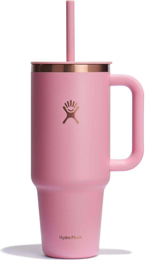 Hydro Flask 24 Oz Travel Tumbler with Handle, Lid and Straw - Insulated Stainless Steel in 24 Oz Surf Blue - Image 85