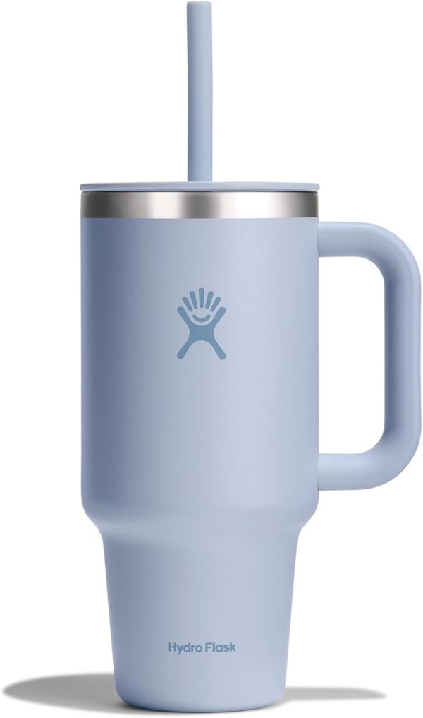 Hydro Flask 24 Oz Travel Tumbler with Handle, Lid and Straw - Insulated Stainless Steel in 24 Oz Surf Blue - Image 90