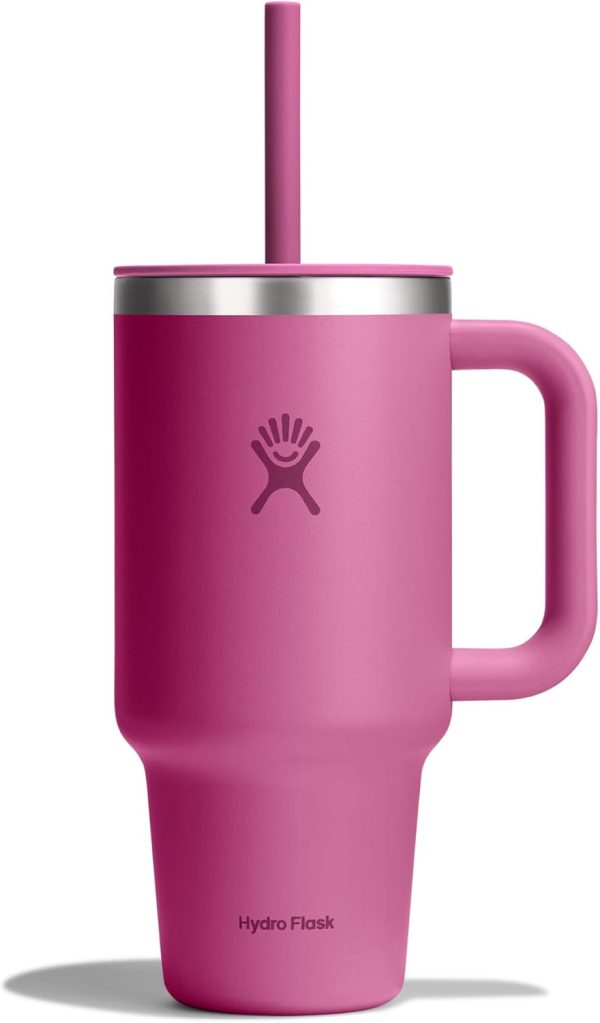 Hydro Flask 24 Oz Travel Tumbler with Handle, Lid and Straw - Insulated Stainless Steel in 24 Oz Surf Blue - Image 91