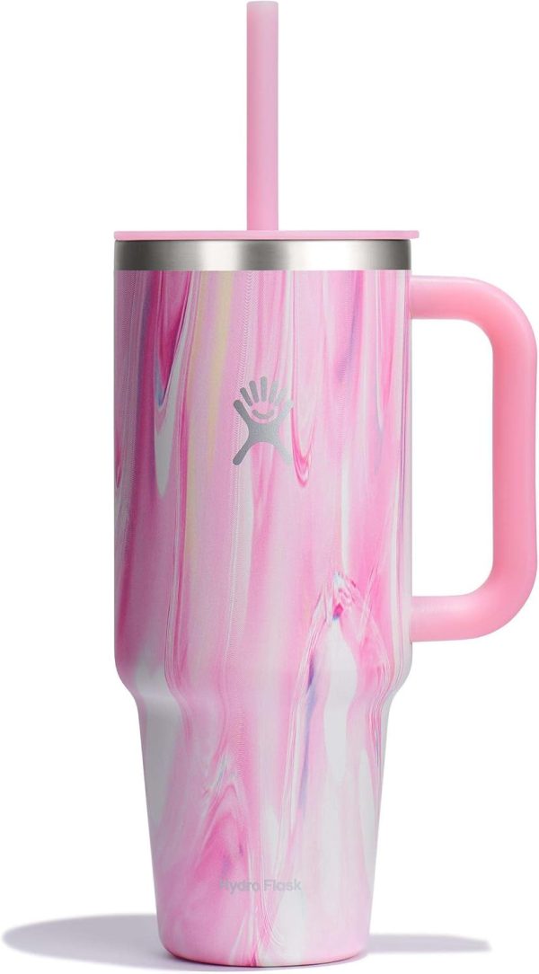 Hydro Flask 24 Oz Travel Tumbler with Handle, Lid and Straw - Insulated Stainless Steel in 24 Oz Surf Blue - Image 92