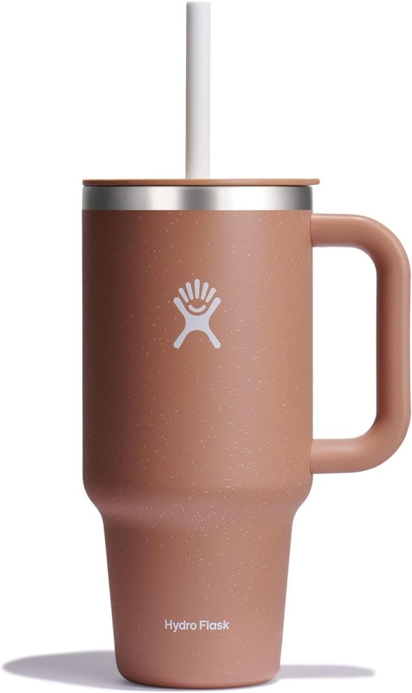 Hydro Flask 24 Oz Travel Tumbler with Handle, Lid and Straw - Insulated Stainless Steel in 24 Oz Surf Blue - Image 95
