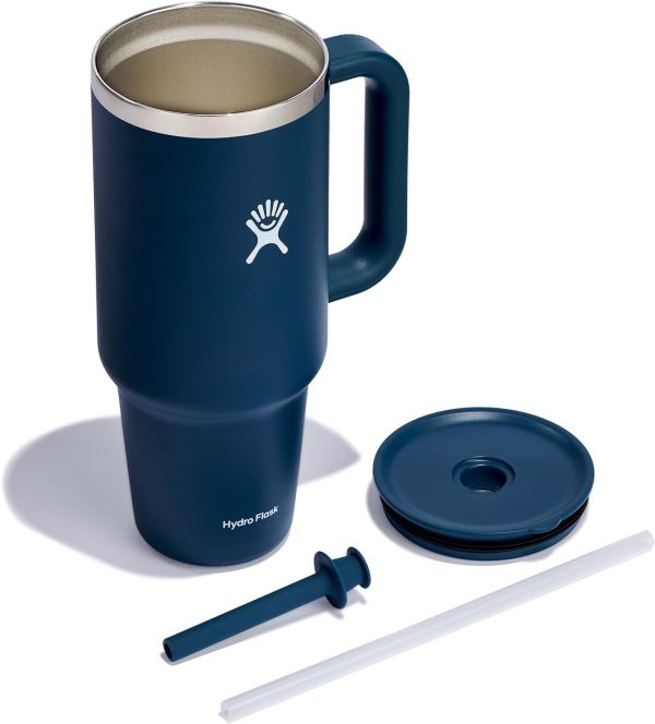 Hydro Flask 24 Oz Travel Tumbler with Handle, Lid and Straw - Insulated Stainless Steel in 24 Oz Surf Blue - Image 98