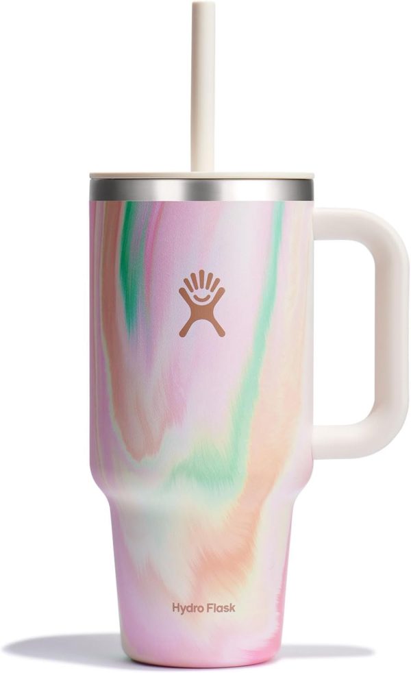 Hydro Flask 24 Oz Travel Tumbler with Handle, Lid and Straw - Insulated Stainless Steel in 24 Oz Surf Blue - Image 103