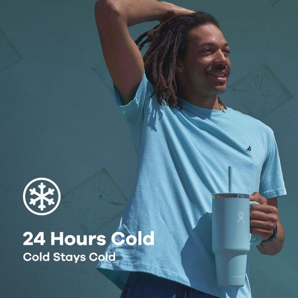 Hydro Flask 24 Oz Travel Tumbler with Handle, Lid and Straw - Insulated Stainless Steel in 24 Oz Surf Blue - Image 120