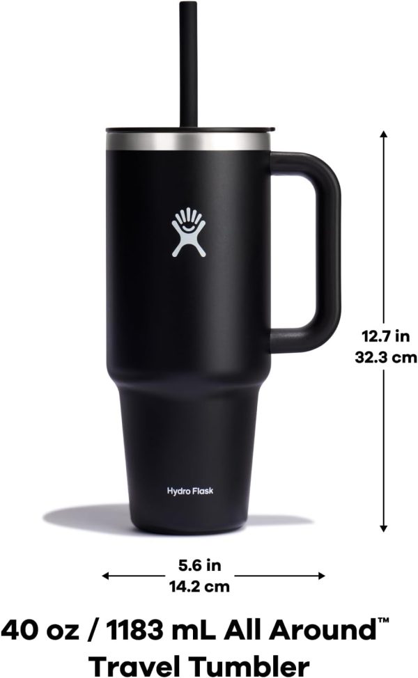 Hydro Flask 24 Oz Travel Tumbler with Handle, Lid and Straw - Insulated Stainless Steel in 24 Oz Surf Blue - Image 143