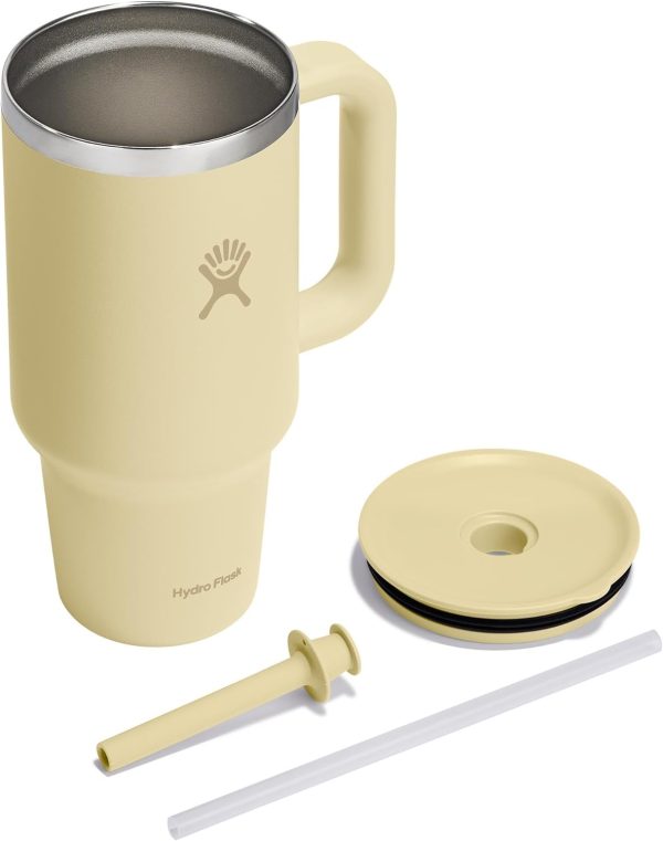 Hydro Flask 24 Oz Travel Tumbler with Handle, Lid and Straw - Insulated Stainless Steel in 24 Oz Surf Blue - Image 146