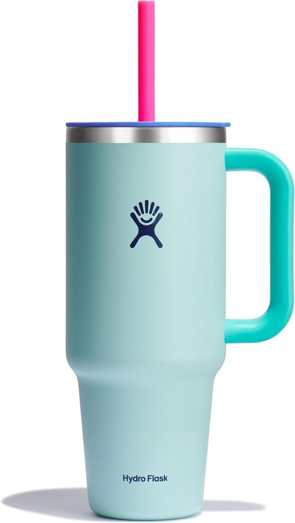Hydro Flask 24 Oz Travel Tumbler with Handle, Lid and Straw - Insulated Stainless Steel in 24 Oz Surf Blue - Image 147
