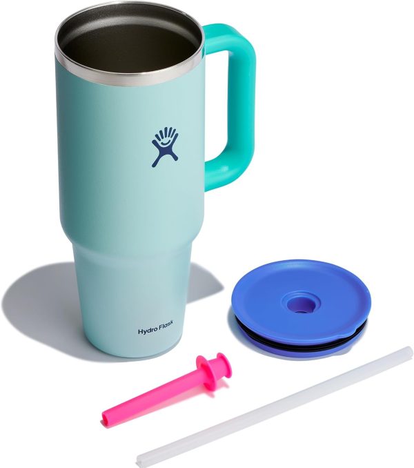 Hydro Flask 24 Oz Travel Tumbler with Handle, Lid and Straw - Insulated Stainless Steel in 24 Oz Surf Blue - Image 151