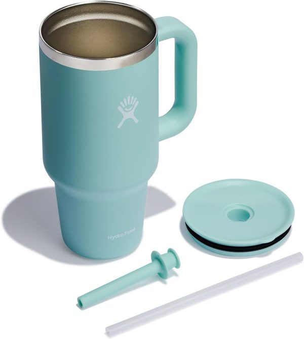 Hydro Flask 24 Oz Travel Tumbler with Handle, Lid and Straw - Insulated Stainless Steel in 24 Oz Surf Blue - Image 160