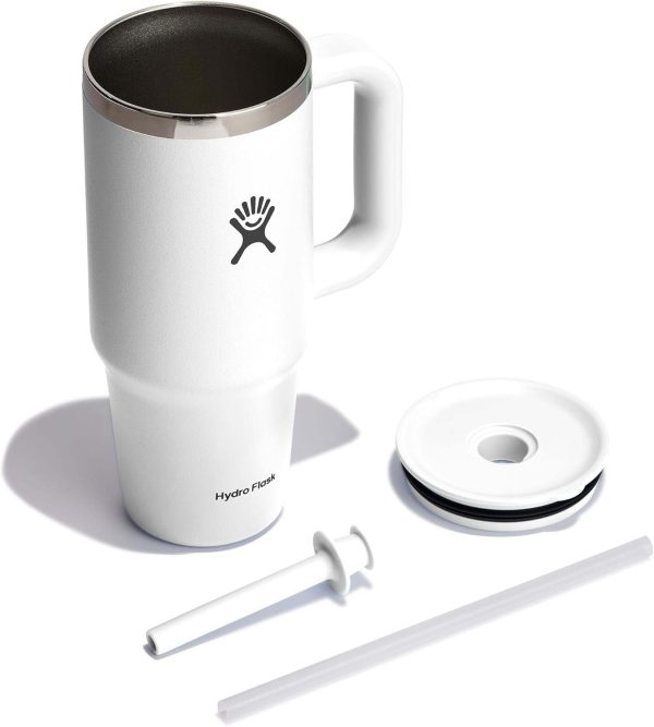 Hydro Flask 24 Oz Travel Tumbler with Handle, Lid and Straw - Insulated Stainless Steel in 24 Oz Surf Blue - Image 163