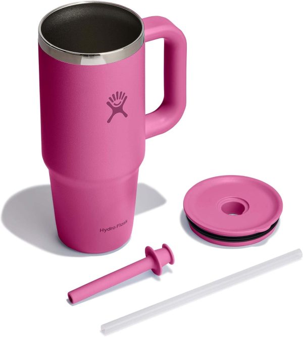 Hydro Flask 24 Oz Travel Tumbler with Handle, Lid and Straw - Insulated Stainless Steel in 24 Oz Surf Blue - Image 167