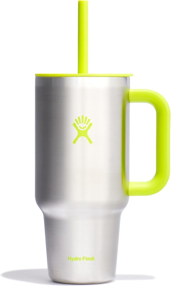Hydro Flask 24 Oz Travel Tumbler with Handle, Lid and Straw - Insulated Stainless Steel in 24 Oz Surf Blue - Image 168