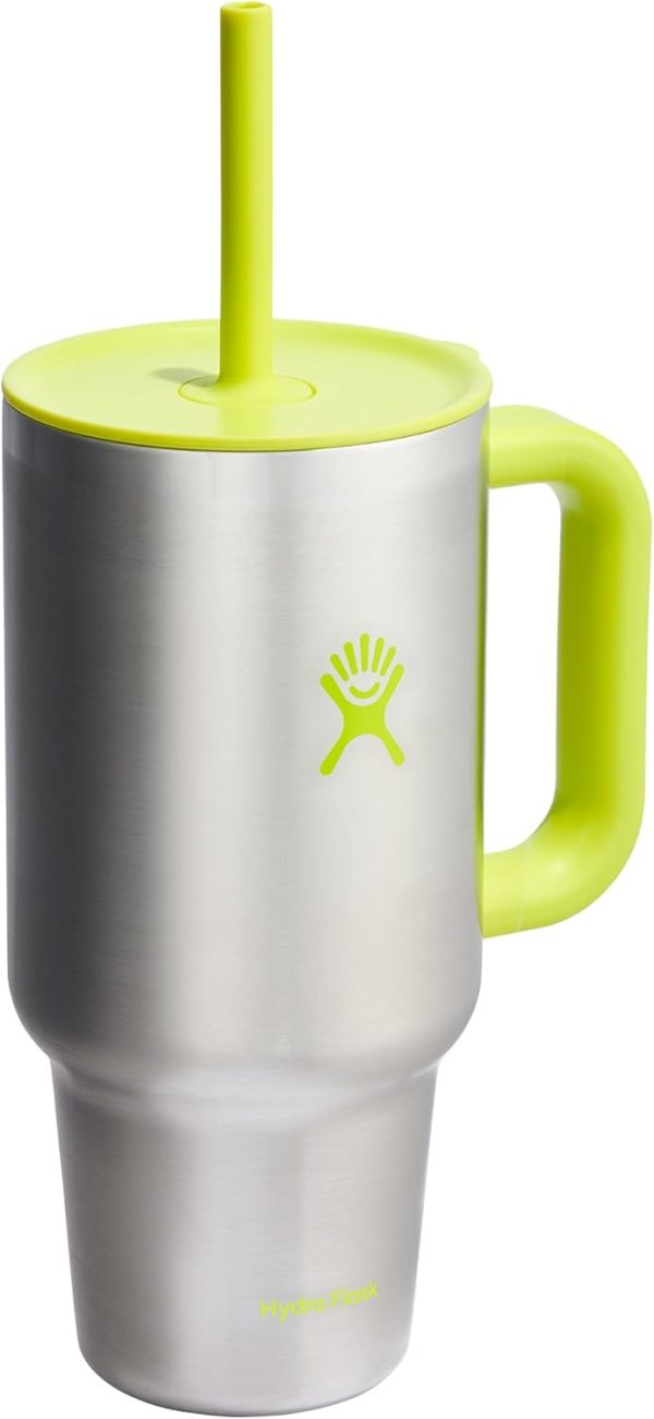 Hydro Flask 24 Oz Travel Tumbler with Handle, Lid and Straw - Insulated Stainless Steel in 24 Oz Surf Blue - Image 169
