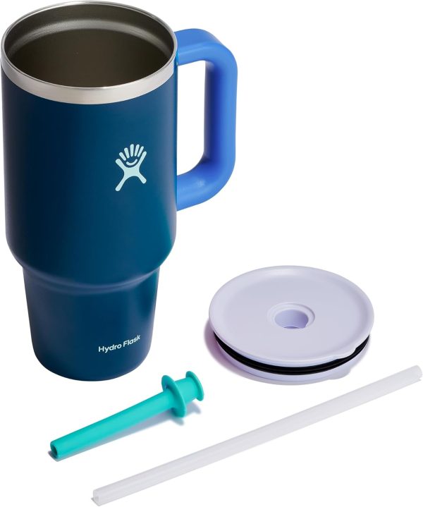 Hydro Flask 24 Oz Travel Tumbler with Handle, Lid and Straw - Insulated Stainless Steel in 24 Oz Surf Blue - Image 173