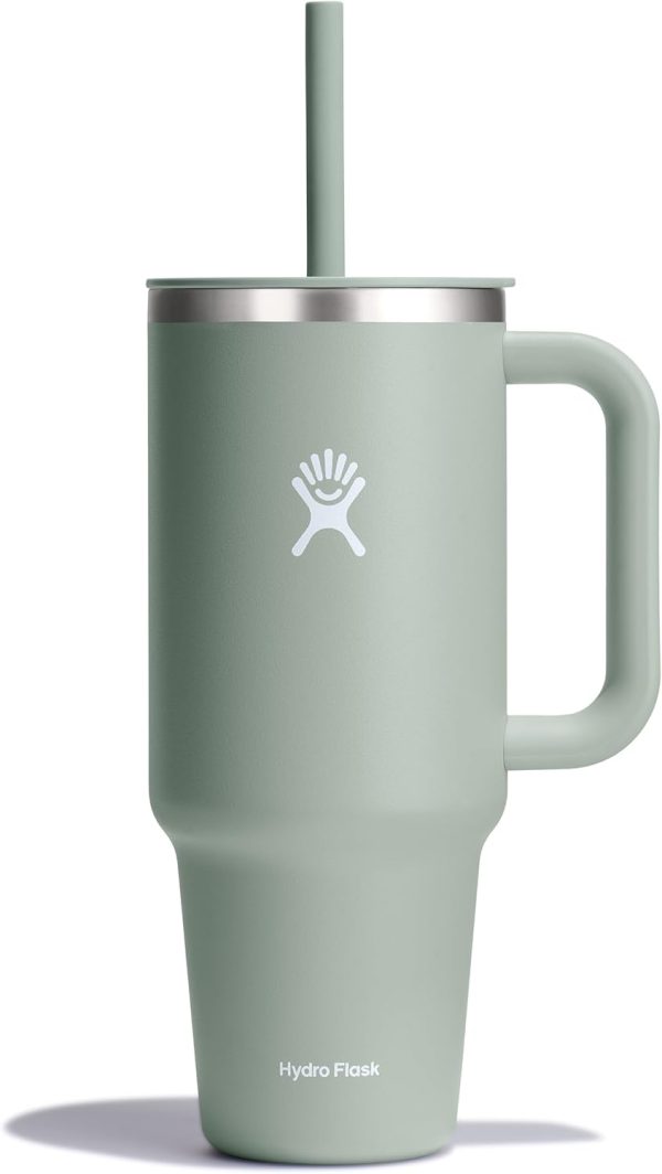 Hydro Flask 24 Oz Travel Tumbler with Handle, Lid and Straw - Insulated Stainless Steel in 24 Oz Surf Blue - Image 174