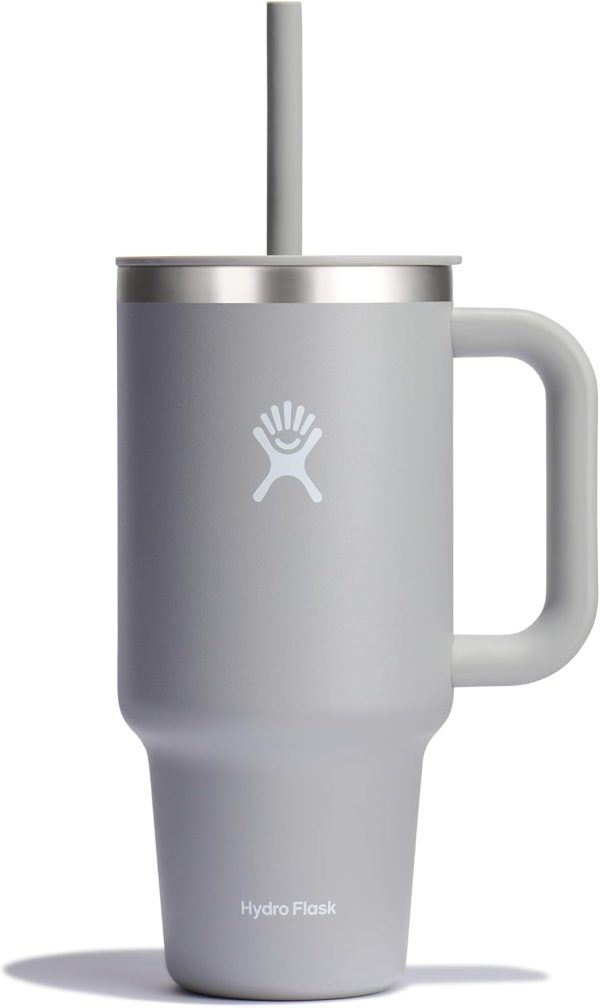 Hydro Flask 24 Oz Travel Tumbler with Handle, Lid and Straw - Insulated Stainless Steel in 24 Oz Surf Blue - Image 178