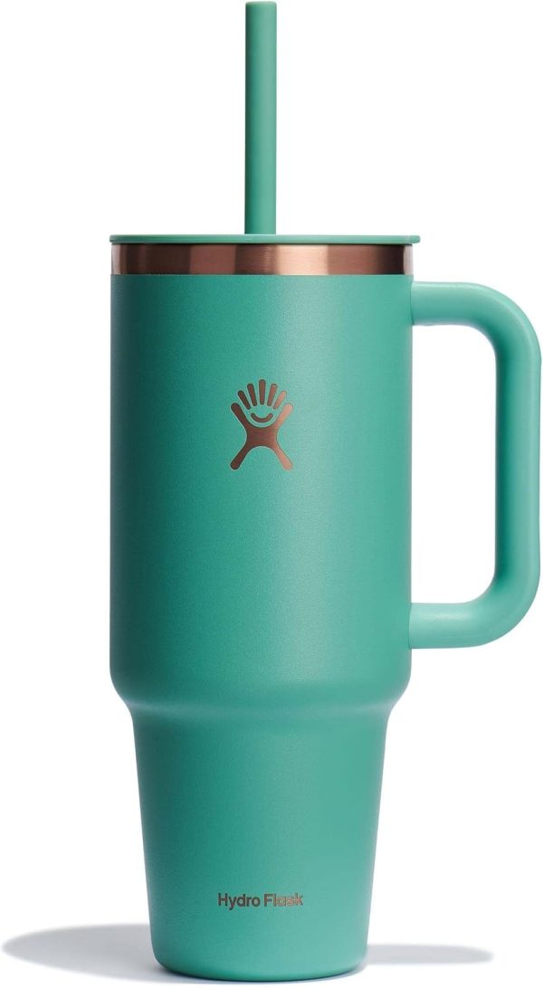 Hydro Flask 24 Oz Travel Tumbler with Handle, Lid and Straw - Insulated Stainless Steel in 24 Oz Surf Blue - Image 180