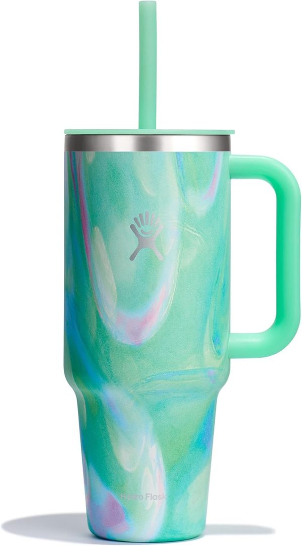 Hydro Flask 24 Oz Travel Tumbler with Handle, Lid and Straw - Insulated Stainless Steel in 24 Oz Surf Blue - Image 183