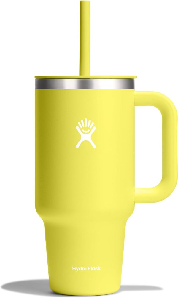 Hydro Flask 24 Oz Travel Tumbler with Handle, Lid and Straw - Insulated Stainless Steel in 24 Oz Surf Blue - Image 185