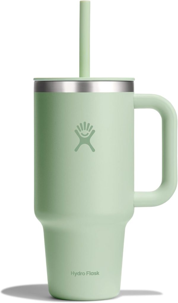 Hydro Flask 24 Oz Travel Tumbler with Handle, Lid and Straw - Insulated Stainless Steel in 24 Oz Surf Blue - Image 197